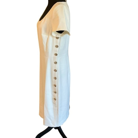 Ann Taylor White Side Button Sheath Dress Size 10 - Picture 4 of 10